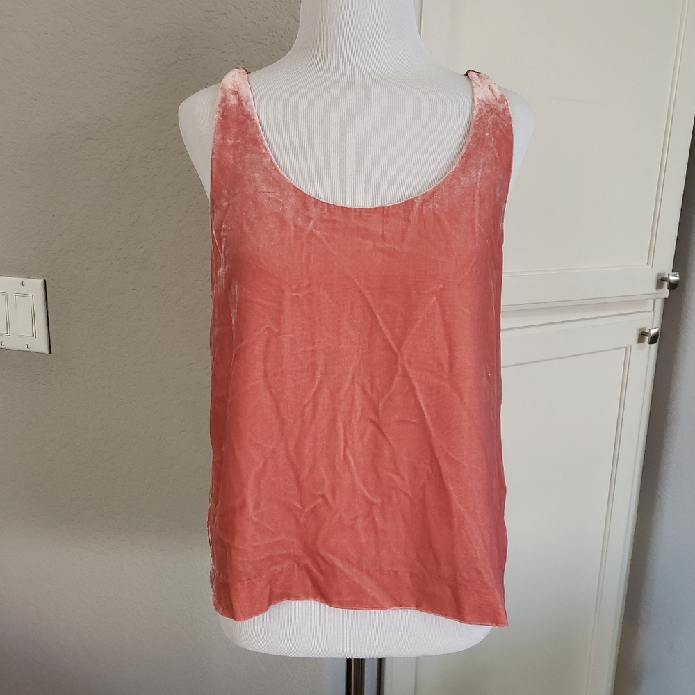 J. Crew Salmon Pink Velvet Tank Top Women Size Small
